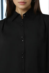 Women's Black Solid Long Sleeves Formal Shirt