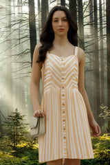 Women's Yellow Stripe Casual Dress