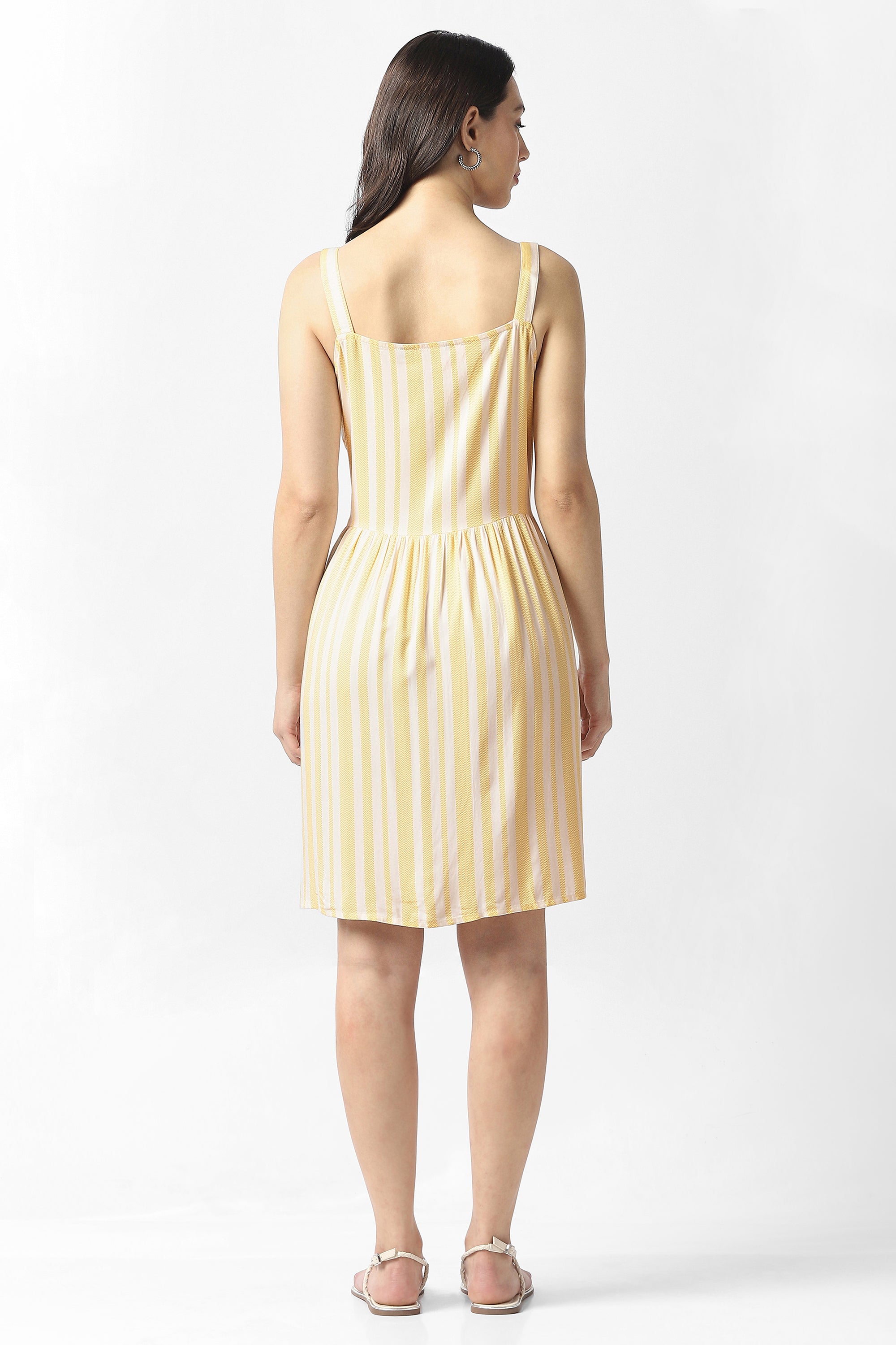 Women's Yellow Stripe Casual Dress