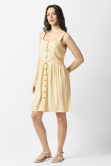 Women's Yellow Stripe Casual Dress