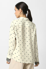 Women's Beige Print Long Sleeves Formal Shirt