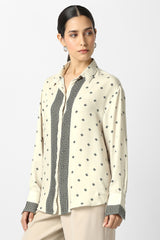 Women's Beige Print Long Sleeves Formal Shirt