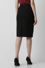 Women's Black Solid Casual Knee Length Skirt