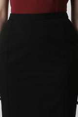 Women's Black Solid Casual Knee Length Skirt