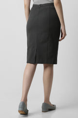 Women's Grey Solid Casual Knee Length Skirt