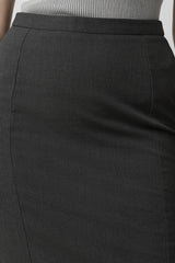 Women's Grey Solid Casual Knee Length Skirt