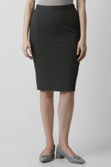 Women's Grey Solid Casual Knee Length Skirt