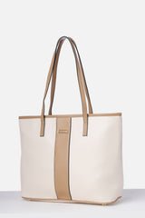 Women Beige Casual Solid Tote Bag