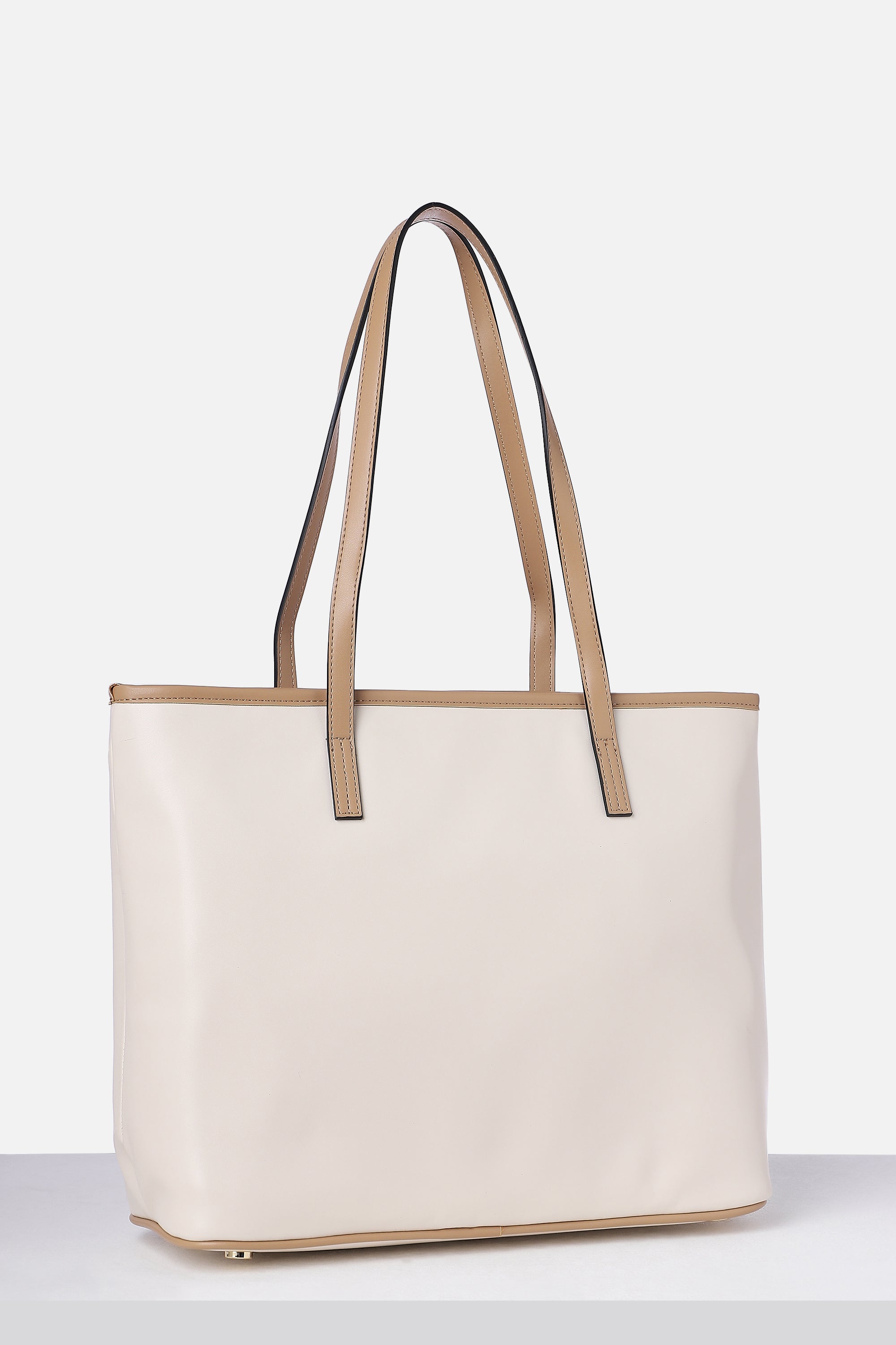 Women Beige Casual Solid Tote Bag
