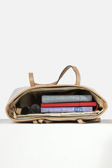 Women Beige Casual Solid Tote Bag