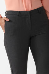 Women's Grey Solid Formal Regular Fit Trousers
