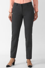 Women's Grey Solid Formal Regular Fit Trousers