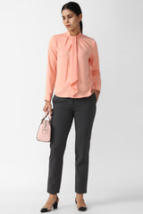 Women's Grey Solid Formal Regular Fit Trousers