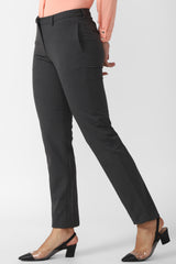 Women's Grey Solid Formal Regular Fit Trousers
