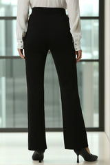 Women's Black Solid Casual Slim Fit Trousers