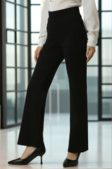 Women's Black Solid Casual Slim Fit Trousers