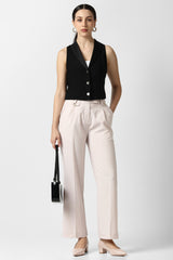 Women's Beige Solid Formal Trousers