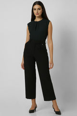 Women's Black Solid Casual Regular Fit Trousers