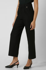 Women's Black Solid Casual Regular Fit Trousers