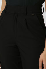 Women's Black Solid Casual Regular Fit Trousers