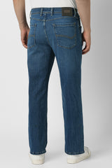 Men's Blue Casual Solid Regular Fit Jeans