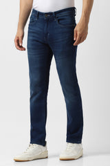 Men's Navy Casual Solid Regular Fit Jeans