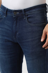 Men's Navy Casual Solid Regular Fit Jeans
