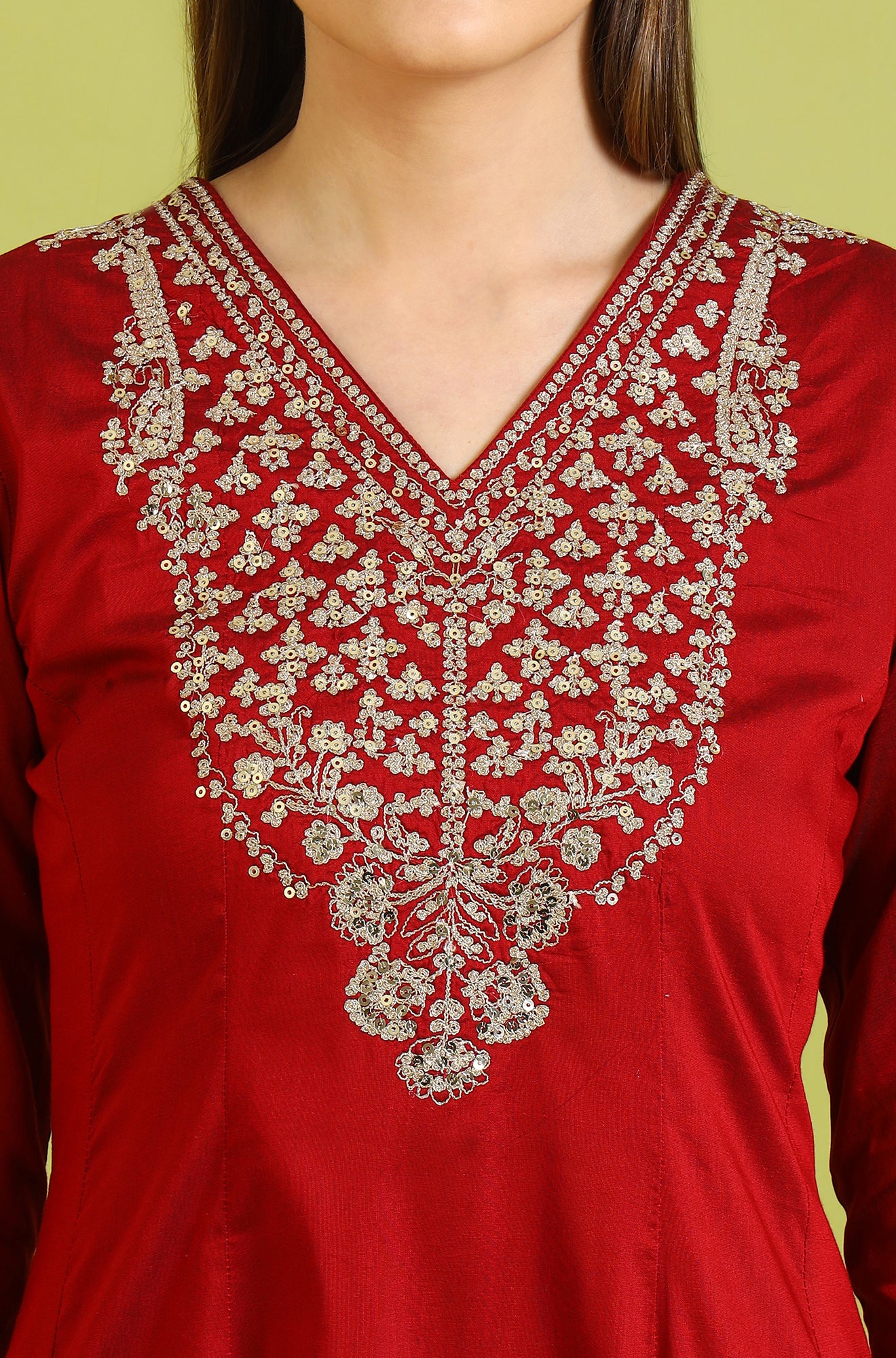 Women's Embroidered Zari Anarkali Kurta