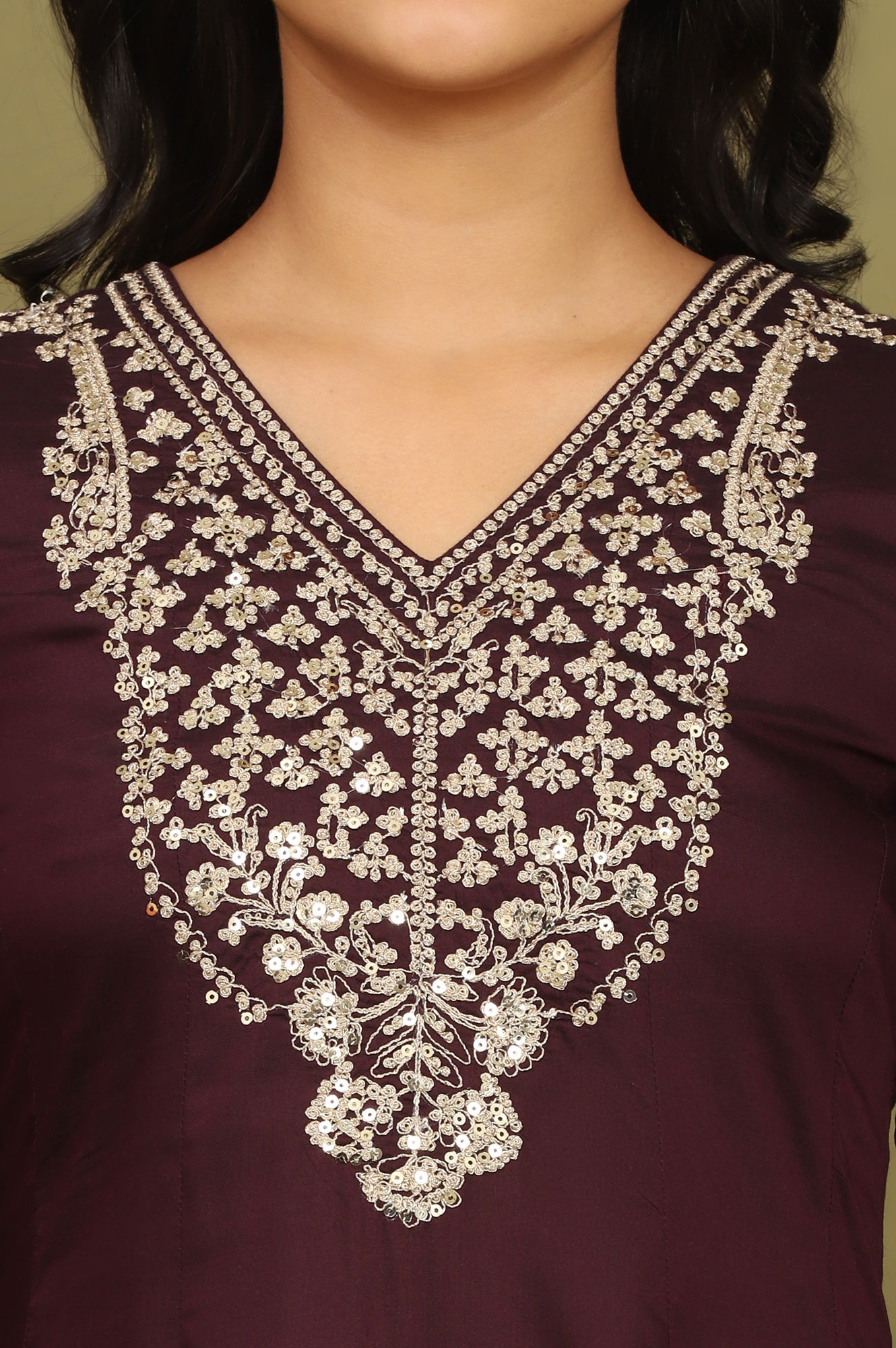 Women's Embroidered Zari Anarkali Kurta