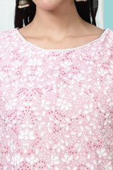 Women's Floral Printed Cotton Anarkali Kurta