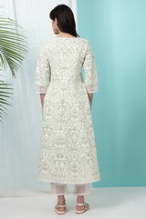 Women's Floral Printed Cotton Anarkali Kurta
