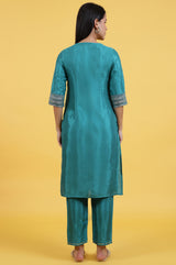 Women's Solid Embroidered Rayon Straight Kurta