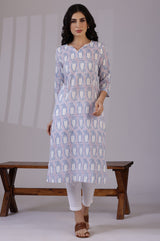 Women's Floral Paisley Printed Cotton Straight Kurta