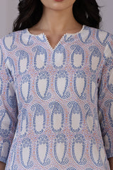 Women's Floral Paisley Printed Cotton Straight Kurta