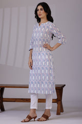 Women's Floral Paisley Printed Cotton Straight Kurta