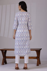 Women's Floral Paisley Printed Cotton Straight Kurta