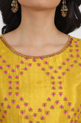 Women's Floral Printed Shantung Flared Kurta