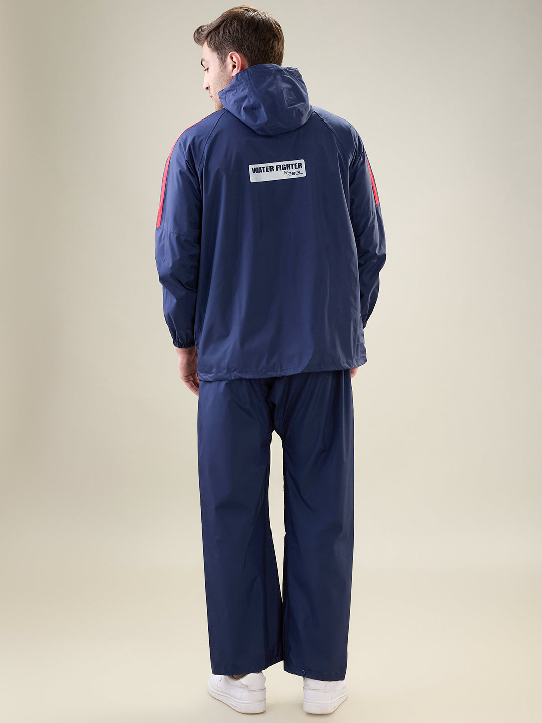Men's Navy Pink Button Rainsuit