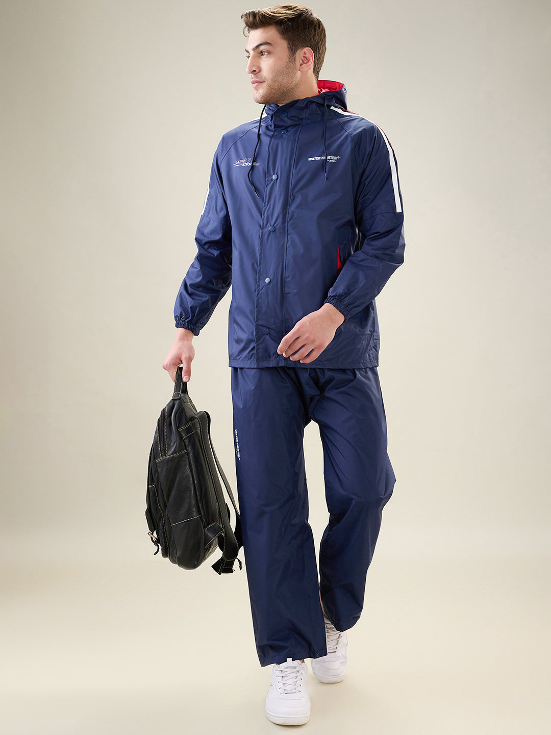 Men's Navy Pink Button Rainsuit