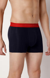 Men's Navy Red Mid-Rise Solid Trunk