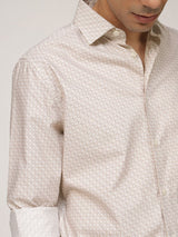 Men's Brown Casual Slim Fit Printed Full Sleeves Shirt