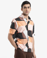 Men's Black Casual Regular Fit Printed Half Sleeves Shirt
