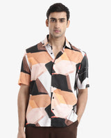 Men's Black Casual Regular Fit Printed Half Sleeves Shirt