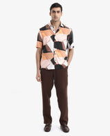 Men's Black Casual Regular Fit Printed Half Sleeves Shirt