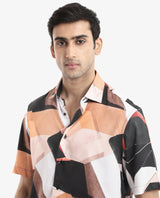 Men's Black Casual Regular Fit Printed Half Sleeves Shirt