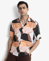 Men's Black Casual Regular Fit Printed Half Sleeves Shirt