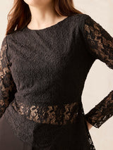 Women's Black Party Wear Fitted Lace Top