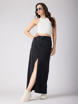 Women's Grey Casual Straight Fit Solid Skirt