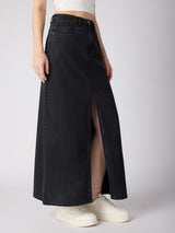 Women's Grey Casual Straight Fit Solid Skirt