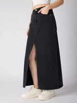 Women's Grey Casual Straight Fit Solid Skirt